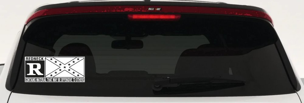 Rated R Redneck Confederate Flag  Country Car or Truck Window Vinyl Decal Sticker (White)