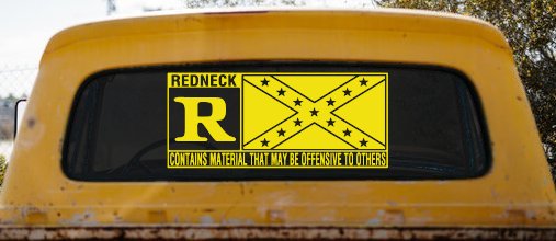 Rated R Redneck Confederate Flag  Country Car or Truck Window Vinyl Decal Sticker (Yellow)