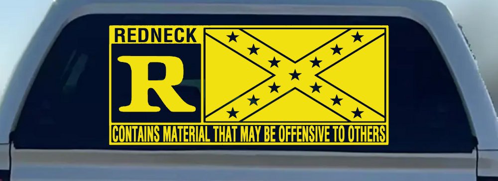 Rated R Redneck Confederate Flag  Country Car or Truck Window Decal Sticker (Yellow)