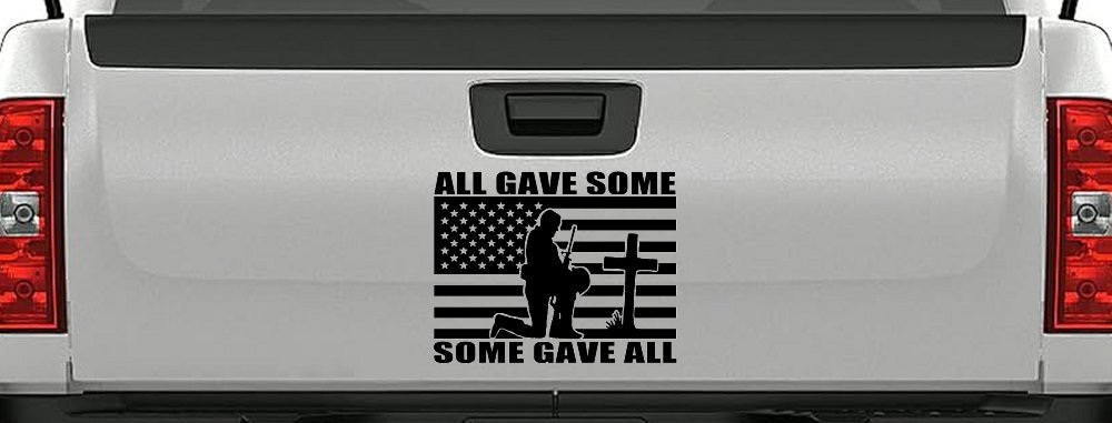 All Gave Some Some Gave All Flag Soldier at Cross Military Car or Truck Window Decal Sticker