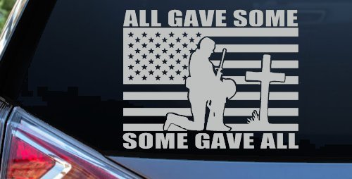 All Gave Some Some Gave All Flag Soldier at Cross Military Car or Truck Window Decal Sticker