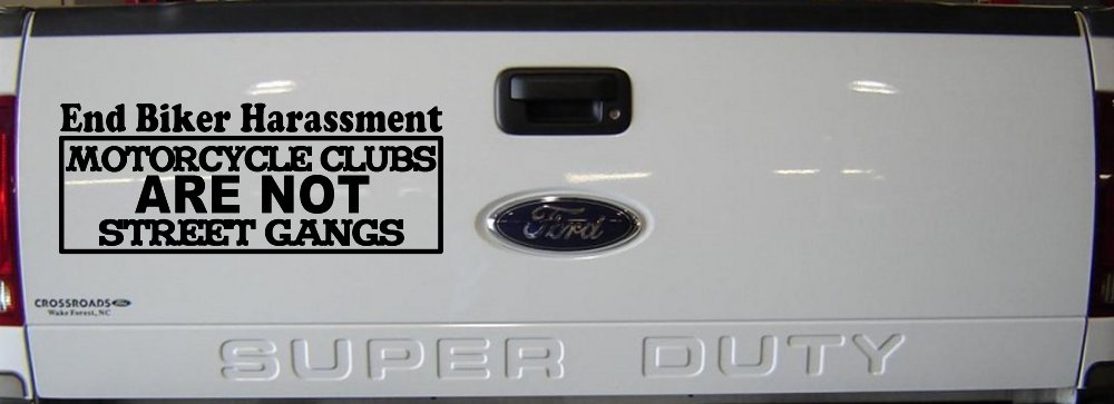 End Biker Harassment Motorcycle Clubs Not Street Gangs Car or Truck Window Decal Sticker (Black)