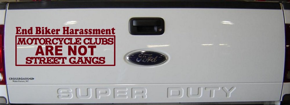 End Biker Harassment Motorcycle Clubs Not Street Gangs Car or Truck Window Decal Sticker