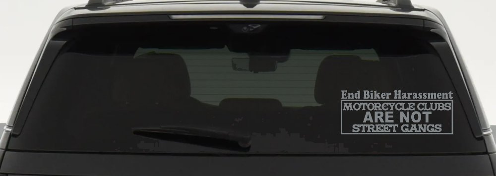 End Biker Harassment Motorcycle Clubs Not Street Gangs Car or Truck Window Vinyl Decal Sticker (Telegrey)