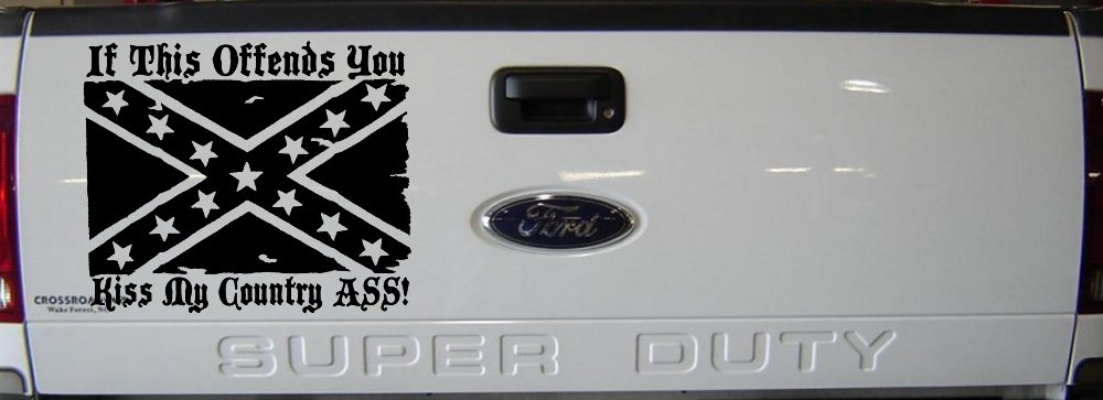 If This Offends You Kiss My Country Ass Confederate Flag Rebel Country Car or Truck Window Decal Sticker