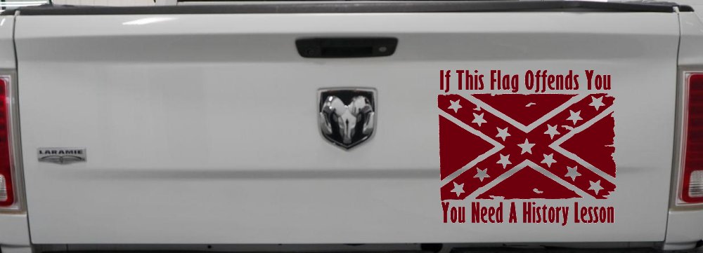 If This Confederate Flag Offends You You Need A History Lesson Country Car or Truck Window Decal Sticker