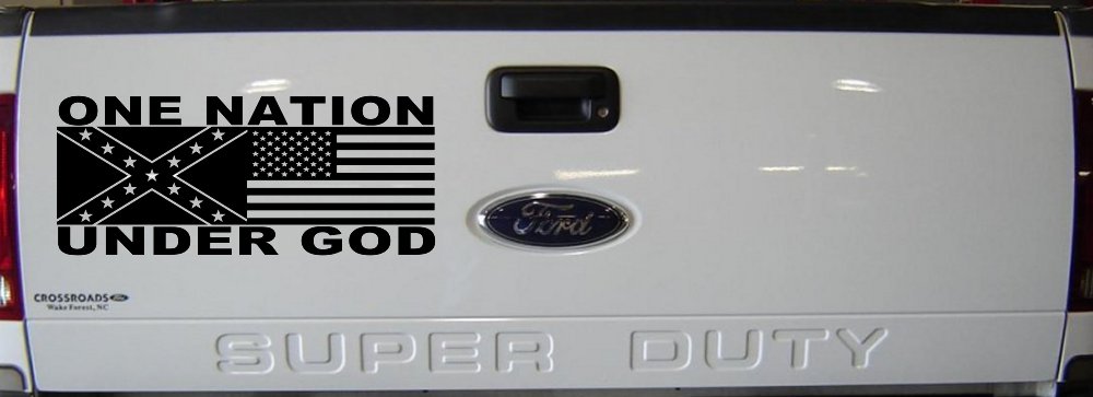 One Nation Under God Confederate And American Flag Country Car or Truck Window Decal Sticker