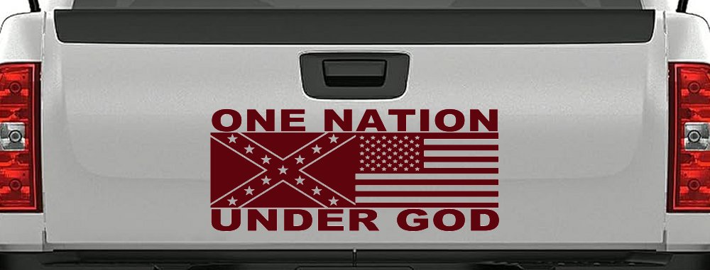 One Nation Under God Confederate And American Flag Country Car or Truck Window Decal Sticker