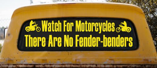 Watch For Motorcycles There Are No Fender Benders Biker Car or Truck Window Decal Sticker (Yellow)