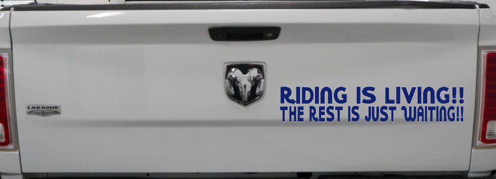 Riding Is Living The Rest Is Just Waiting Biker Car or Truck Window Vinyl Decal Sticker (Navy)