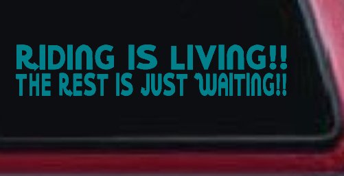 Riding Is Living The Rest Is Just Waiting Biker Car or Truck Window Decal Sticker (Turquoise Blue)