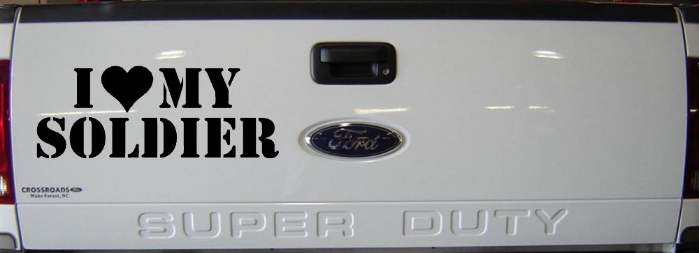 I Love My Soldier Military Car or Truck Window Vinyl Decal Sticker (Black)