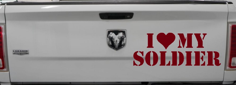 I Love My Soldier Military Car or Truck Window Vinyl Decal Sticker (Burgundy)