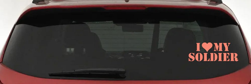 I Love My Soldier Military Car or Truck Window Vinyl Decal Sticker (Coral)