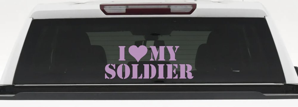 I Love My Soldier Military Car or Truck Window Vinyl Decal Sticker (Lilac)