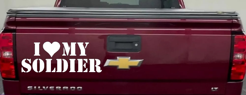 I Love My Soldier Military Car or Truck Window Decal Sticker (White)
