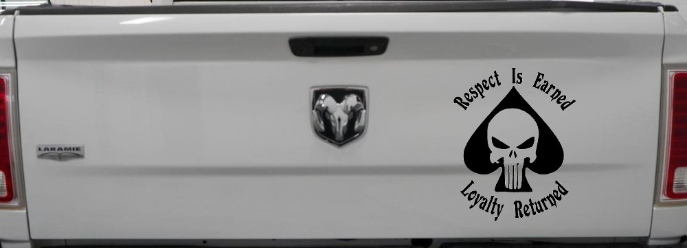 Respect Is Earned Loyalty Returned Punisher Skull Spade Biker Car or Truck Window Decal Sticker