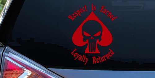 Respect Is Earned Loyalty Returned Punisher Skull Spade Biker Car or Truck Window Decal Sticker