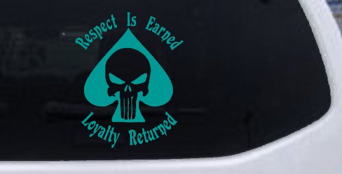 Respect Is Earned Loyalty Returned Punisher Skull Spade Biker Car or Truck Window Decal Sticker