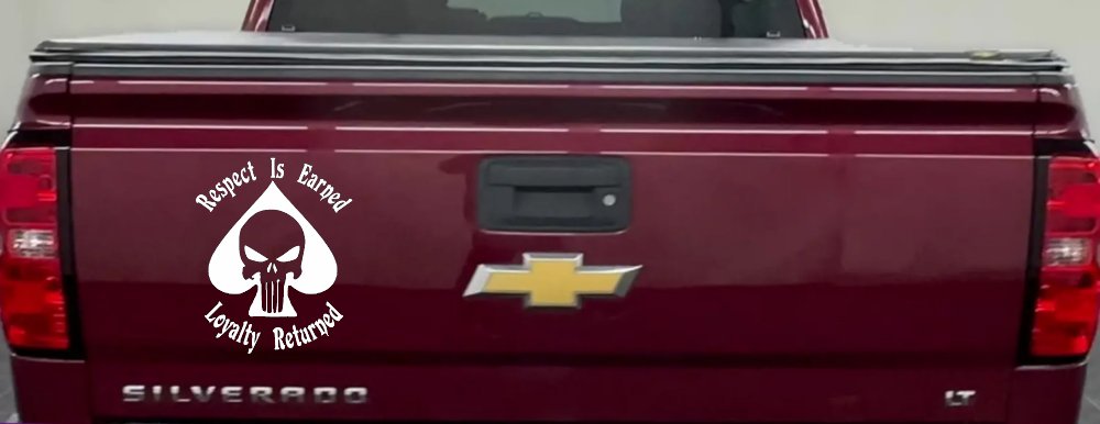 Respect Is Earned Loyalty Returned Punisher Skull Spade Biker Car or Truck Window Decal Sticker
