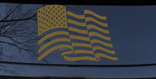 Waving American Flag  Patriotic Car or Truck Window Decal Sticker