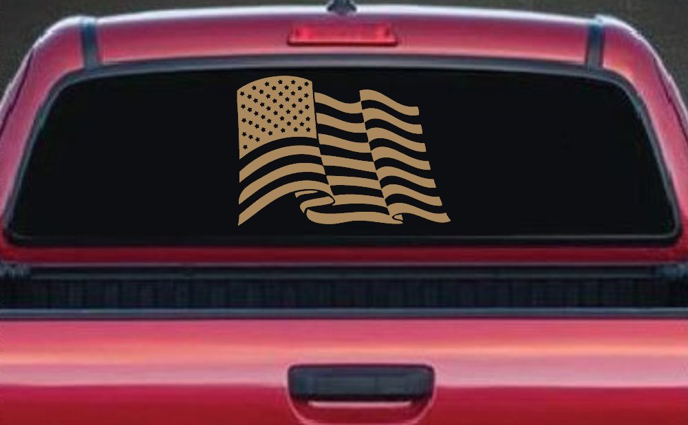 Waving American Flag  Patriotic Car or Truck Window Decal Sticker