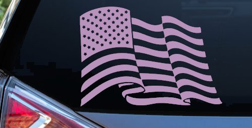 Waving American Flag  Patriotic Car or Truck Window Decal Sticker (Lilac)