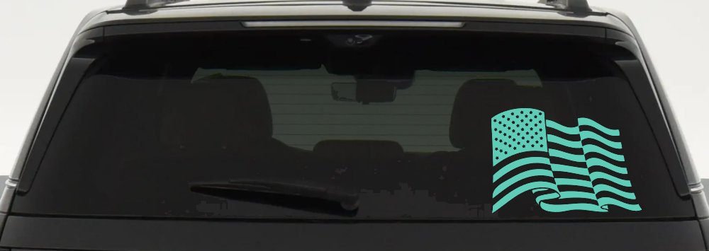 Waving American Flag  Patriotic Car or Truck Window Decal Sticker (Mint)
