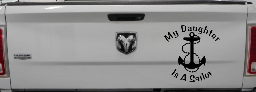 My Daughter Is A Sailor With Anchor Military Car or Truck Window Decal Sticker (Black)