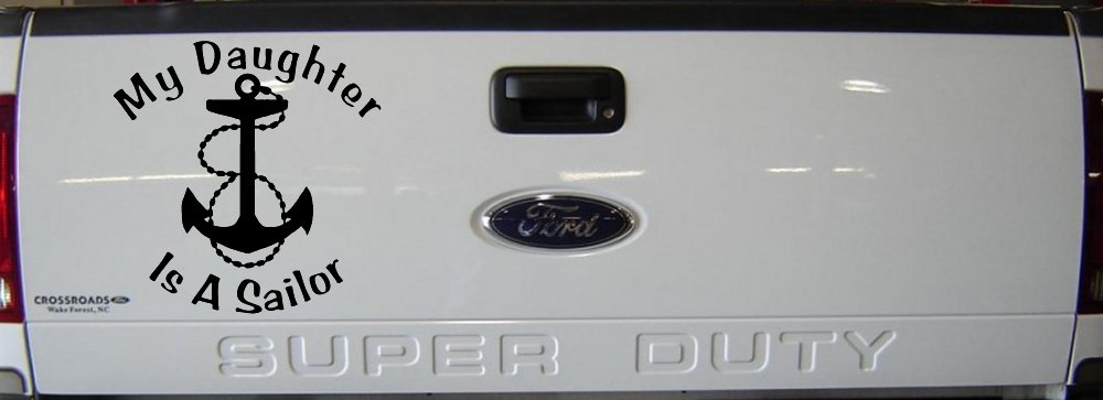 My Daughter Is A Sailor With Anchor Military Car or Truck Window Vinyl Decal Sticker (Black)