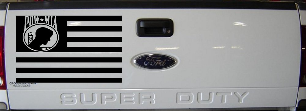 American Flag Pow Mia Military Car or Truck Window Vinyl Decal Sticker (Black)