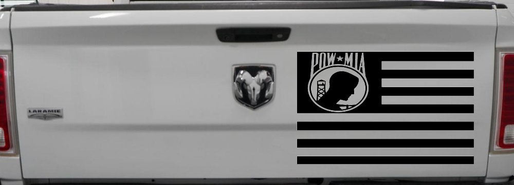 American Flag Pow Mia Military Car or Truck Window Decal Sticker (Black)