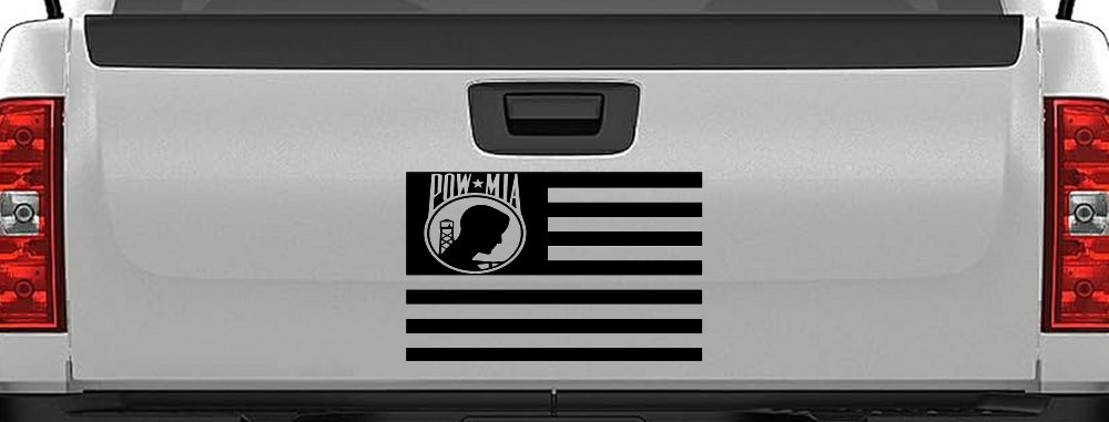 American Flag Pow Mia Military Car or Truck Window Vinyl Decal Sticker (Black)