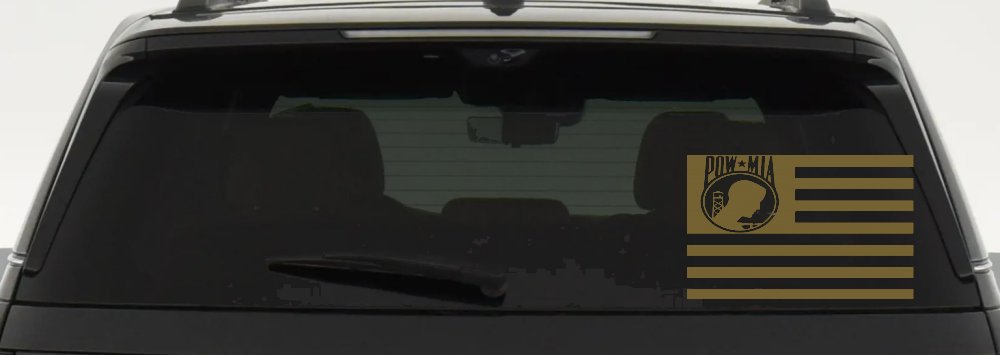 American Flag Pow Mia Military Car or Truck Window Decal Sticker (Gold)