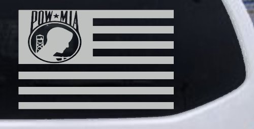 American Flag Pow Mia Military Car or Truck Window Decal Sticker (Light Gray)
