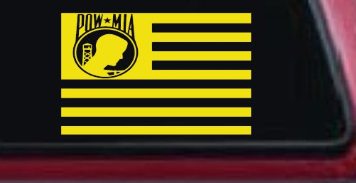 American Flag Pow Mia Military Car or Truck Window Decal Sticker (Yellow)