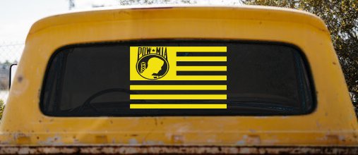 American Flag Pow Mia Military Car or Truck Window Decal Sticker (Yellow)