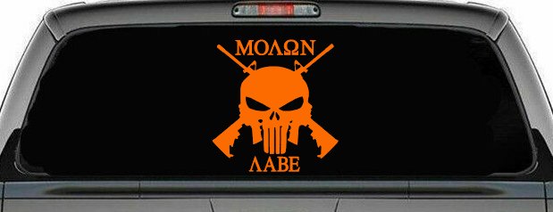 Molon Labe come and take them Punisher Skull AR 15 Guns Guns Car or Truck Window Decal Sticker