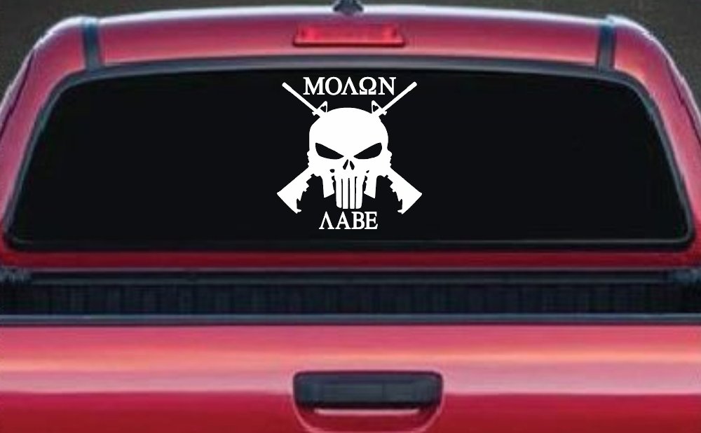 Molon Labe come and take them Punisher Skull AR 15 Guns Guns Car or Truck Window Decal Sticker