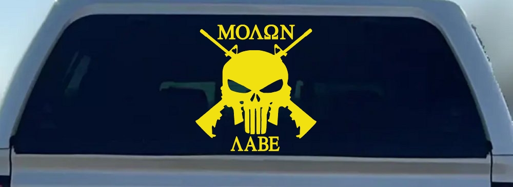 Molon Labe come and take them Punisher Skull AR 15 Guns Guns Car or Truck Window Decal Sticker