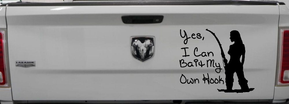 Yes I Can Bait My Own Hook Fishing Car or Truck Window Decal Sticker (Black)