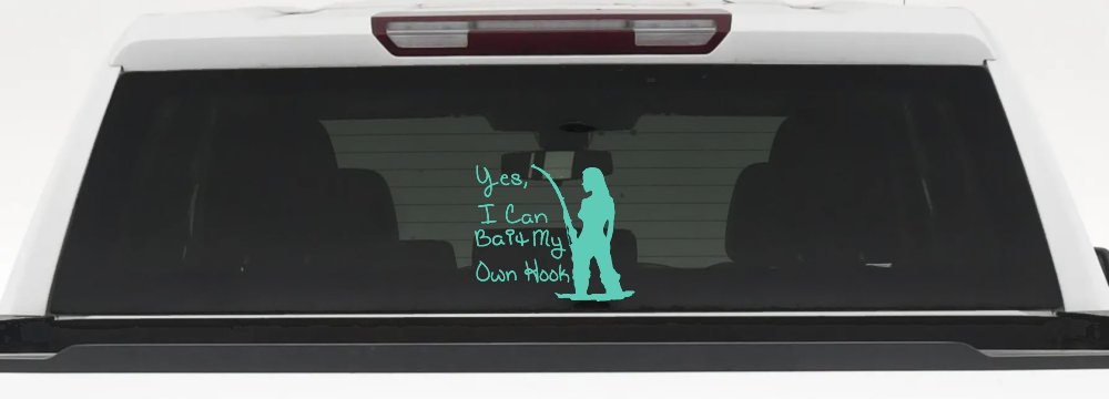 Yes I Can Bait My Own Hook Fishing Car or Truck Window Decal Sticker (Mint)