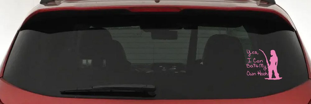 Yes I Can Bait My Own Hook Fishing Car or Truck Window Vinyl Decal Sticker (Pink)