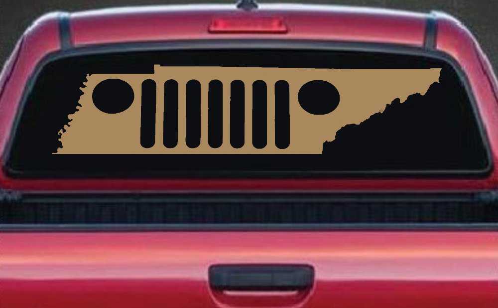 Tennessee Jeep Grill Off Road Car or Truck Window Decal Sticker (Light Brown)