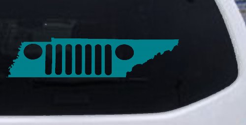 Tennessee Jeep Grill Off Road Car or Truck Window Decal Sticker (Turquoise Blue)