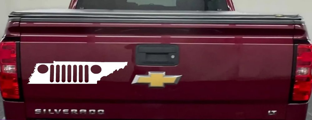 Tennessee Jeep Grill Off Road Car or Truck Window Decal Sticker (White)