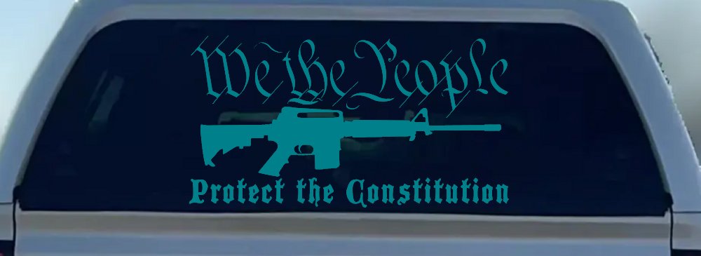 We The People Protect The Constitution AR 15 Guns Car or Truck Window Decal Sticker (Turquoise Blue)