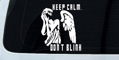 Doctor Who Keep Calm Dont Blink Weeping Angels Sci Fi Car or Truck Window Decal Sticker (White)