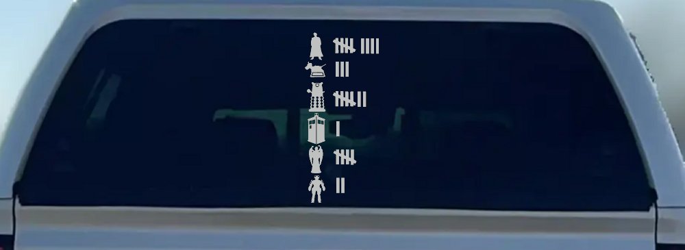 Doctor Who Keeping Count Sci Fi Car or Truck Window Vinyl Decal Sticker (Light Gray)