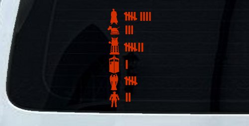 Doctor Who Keeping Count Sci Fi Car or Truck Window Decal Sticker (Orange Red)